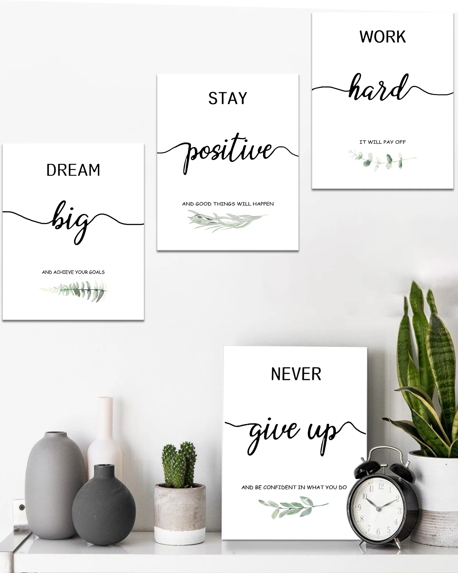 Inspirational Office Wall Art Motivational Quotes Encouraging Sayings Framed Posters 8X10In
