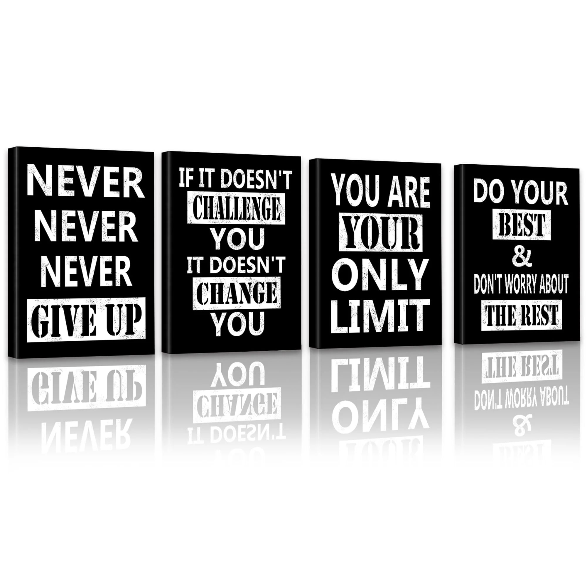 Motivational Artwork Prints Geometric Wall Decor Iquotes Wall Decor Decor Canvas Prints Ready to Hang for Office 8X10In4Pcs Natural Framed