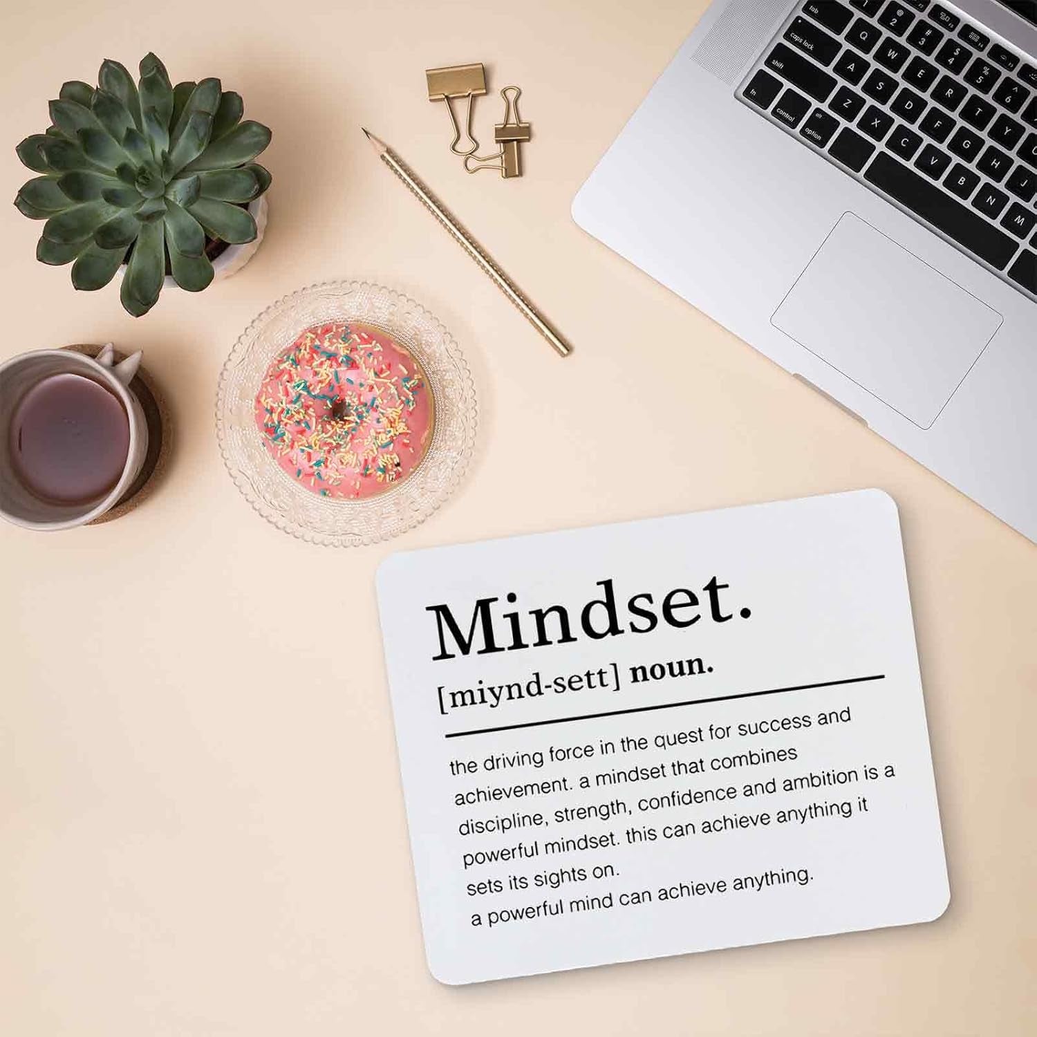 Mindset Definition Inspirational Quotes Mouse Pad 9.4 X 7.9 Inch,Non-Slip Rubber Base Mousepads for Dorm Office Home Desk Decor