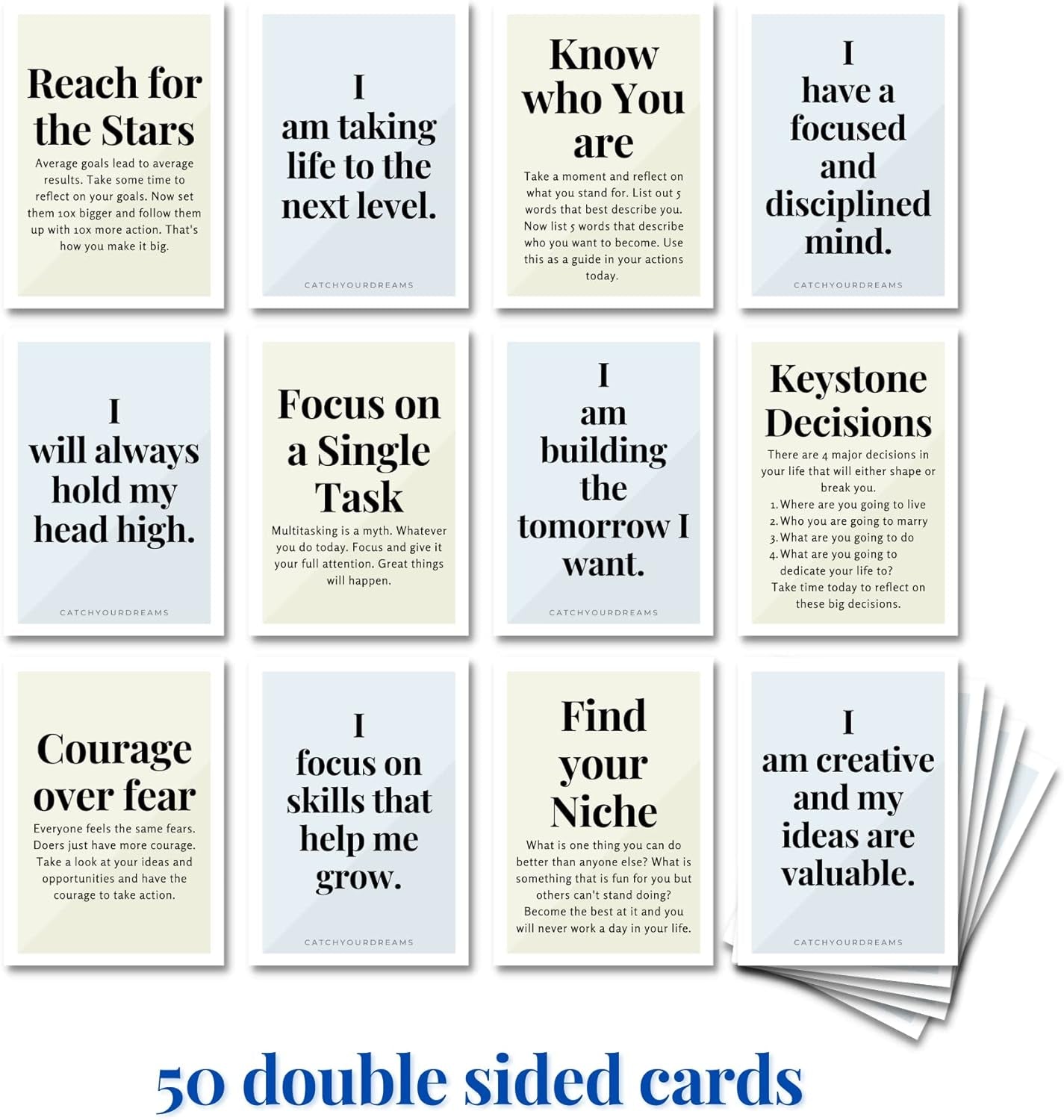 Mind of a Champion - Motivational Cards for Men Affirmations and Action Steps to Turn Dreams into Reality - for Productivity, Personal Development, Self Care, Mindfulness, Affirmation Cards for Men