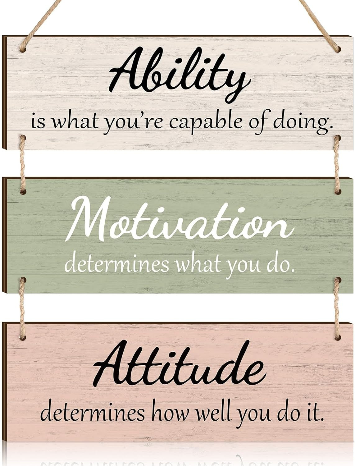 Office Wall Decor Inspirational Rustic Motivational Plaques with Sayings Wooden Hangings Ability Sign Bathroom for Home Office Art Decoration (Elegant Colors)
