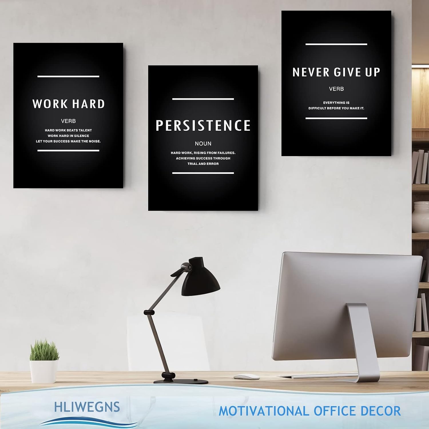 Inspiration Never Give up Canvas Wall Art, Motivational Work Hard Persistence Quotes Reminder Decor Positive Affirmation Poster Success Wall Hanging Picture Leadership Gift for Home Office Workplace