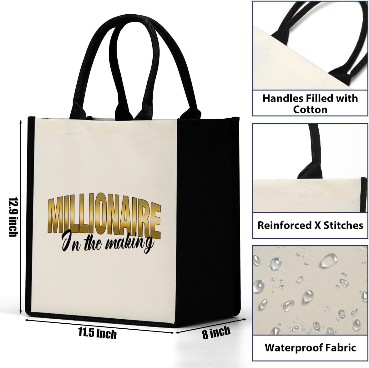 Boss Lady Gifts for Women, Supervisor & Leadership Gifts, Waterproof Canvas Tote Bag for Boss Day & Christmas
