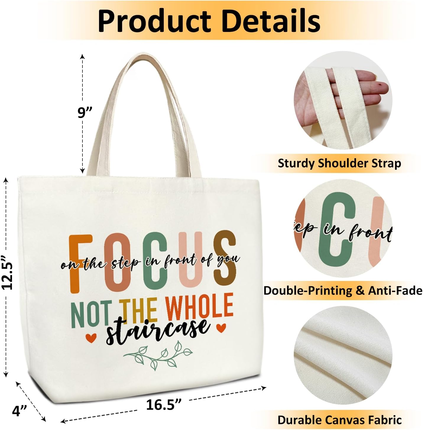 Inspirational Gifts for Women Wife Friend, Aesthetics Canvas Tote Bag for Women, Motivational Gifts for Women, Friendship Gifts for Friends Sister Gifts from Sisters Positive Gifts for Women -10