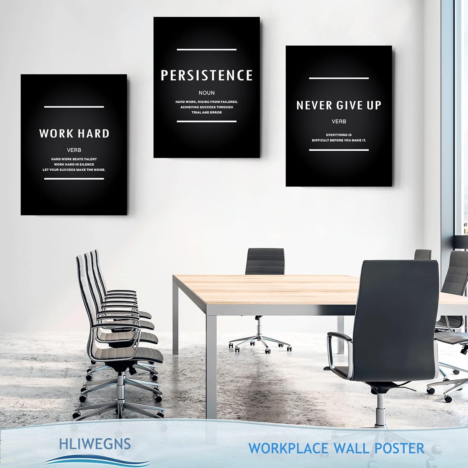 Inspiration Never Give up Canvas Wall Art, Motivational Work Hard Persistence Quotes Reminder Decor Positive Affirmation Poster Success Wall Hanging Picture Leadership Gift for Home Office Workplace