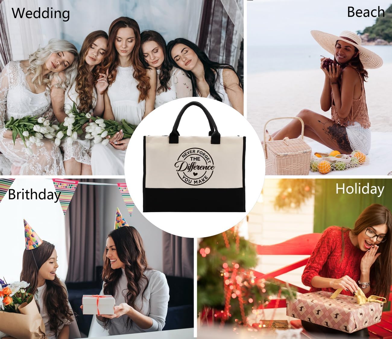 Cotton Canvas Tote Bag for Women - Gifting, Retirement Farewell Gift, Never Forget Difference