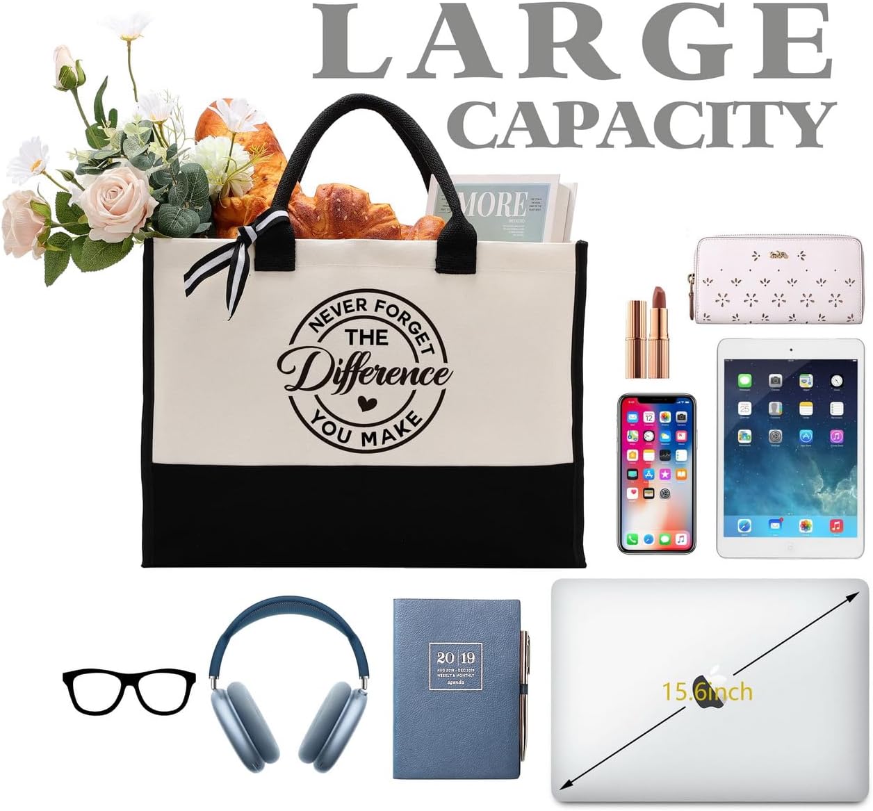 Cotton Canvas Tote Bag for Women - Gifting, Retirement Farewell Gift, Never Forget Difference
