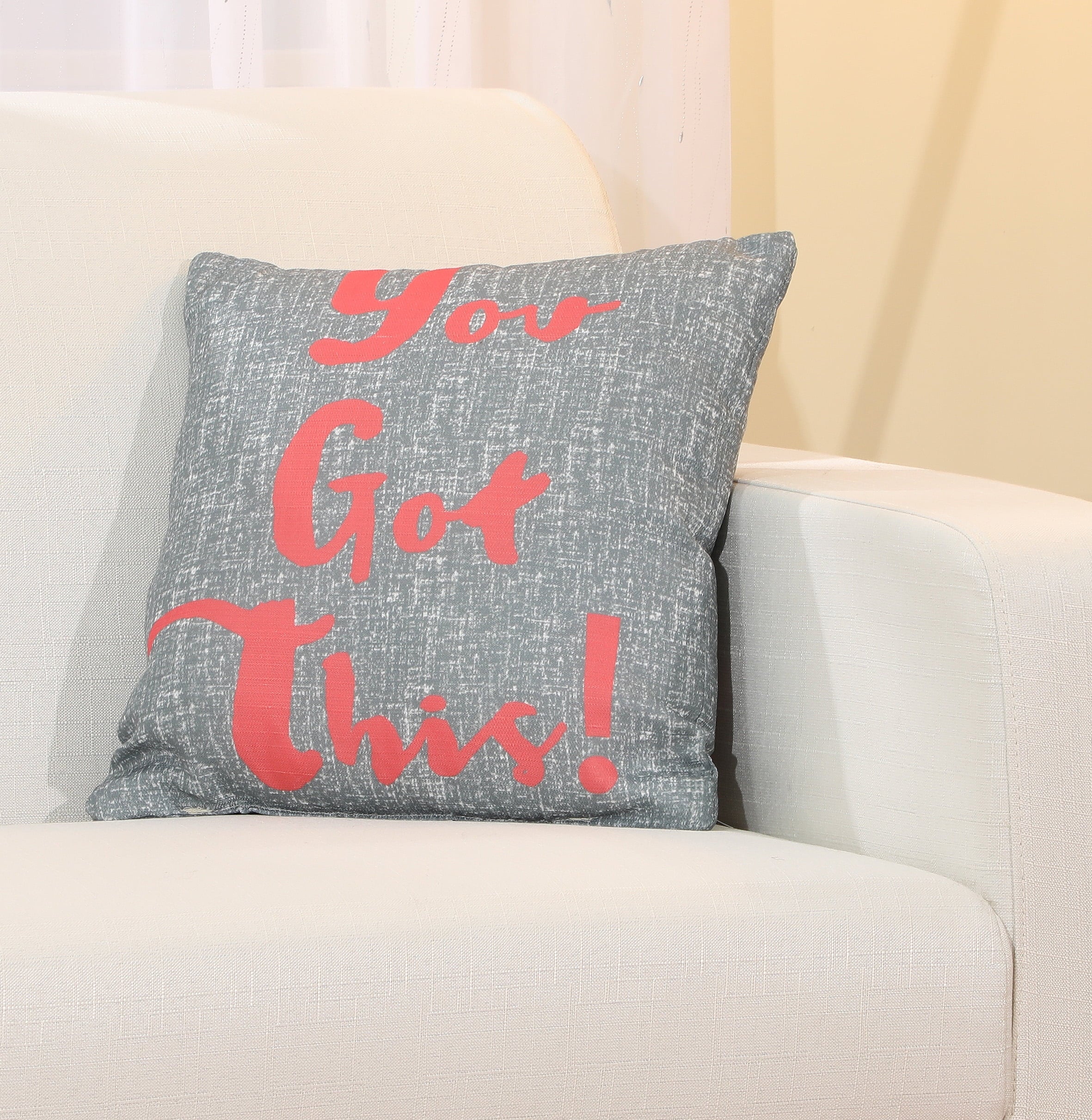 Motivation Positive Vibes "You Got This!" Decorative Throw Pillow for Bed, Sofa, Bench, Indoor or Outdoor 16" X 16, 100% Polyester, 2 Pack