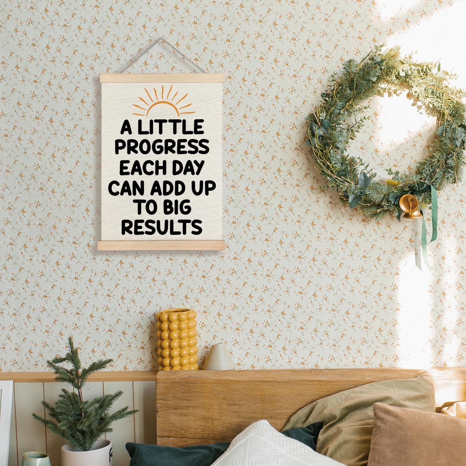 Sunset Positive Affirmations Wall Decor, Inspirational Add up to Big Results Office Wall Art, Motivational Quotes Wall Art for Office Classroom Home, 12X16