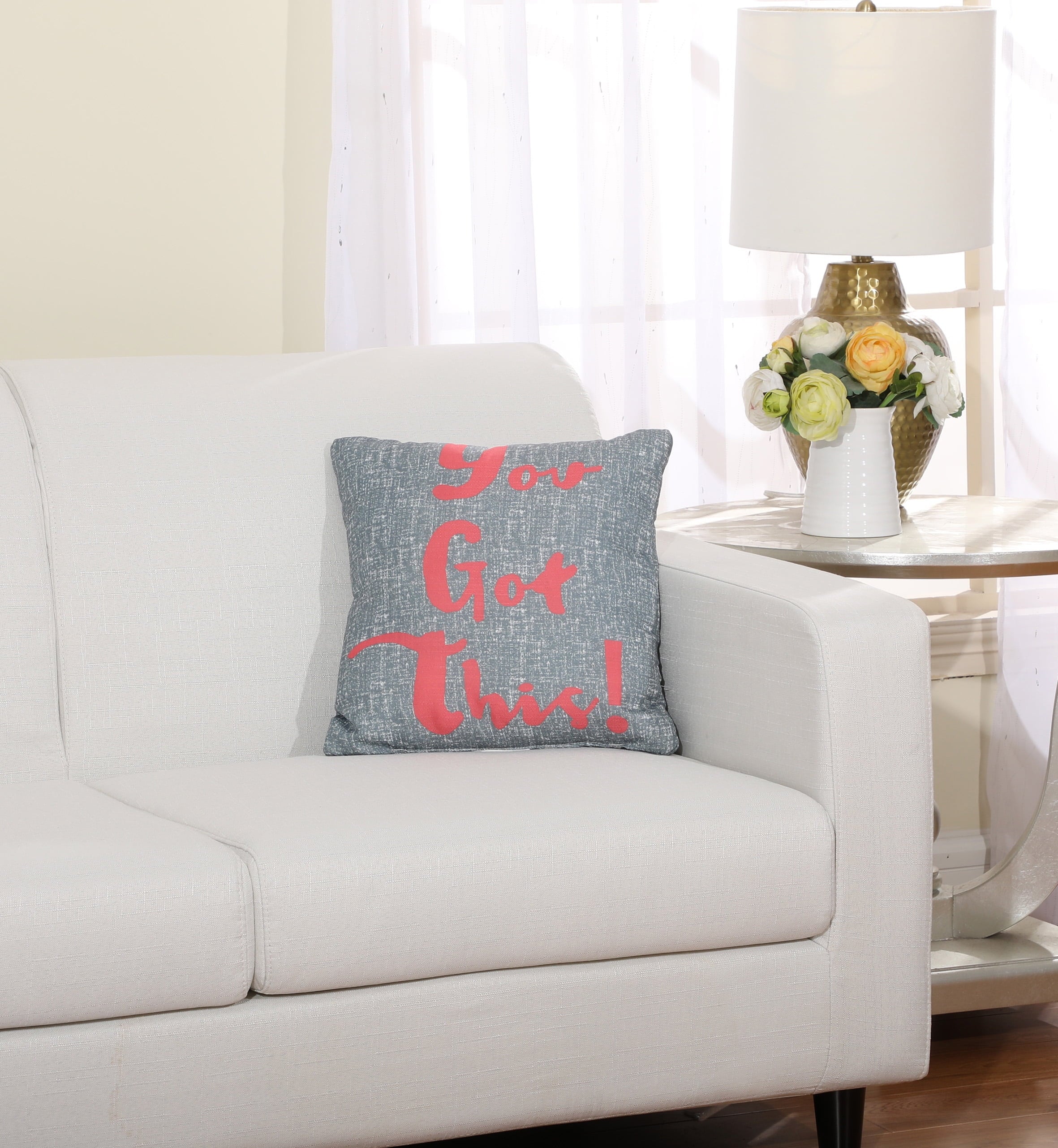 Motivation Positive Vibes "You Got This!" Decorative Throw Pillow for Bed, Sofa, Bench, Indoor or Outdoor 16" X 16, 100% Polyester, 2 Pack