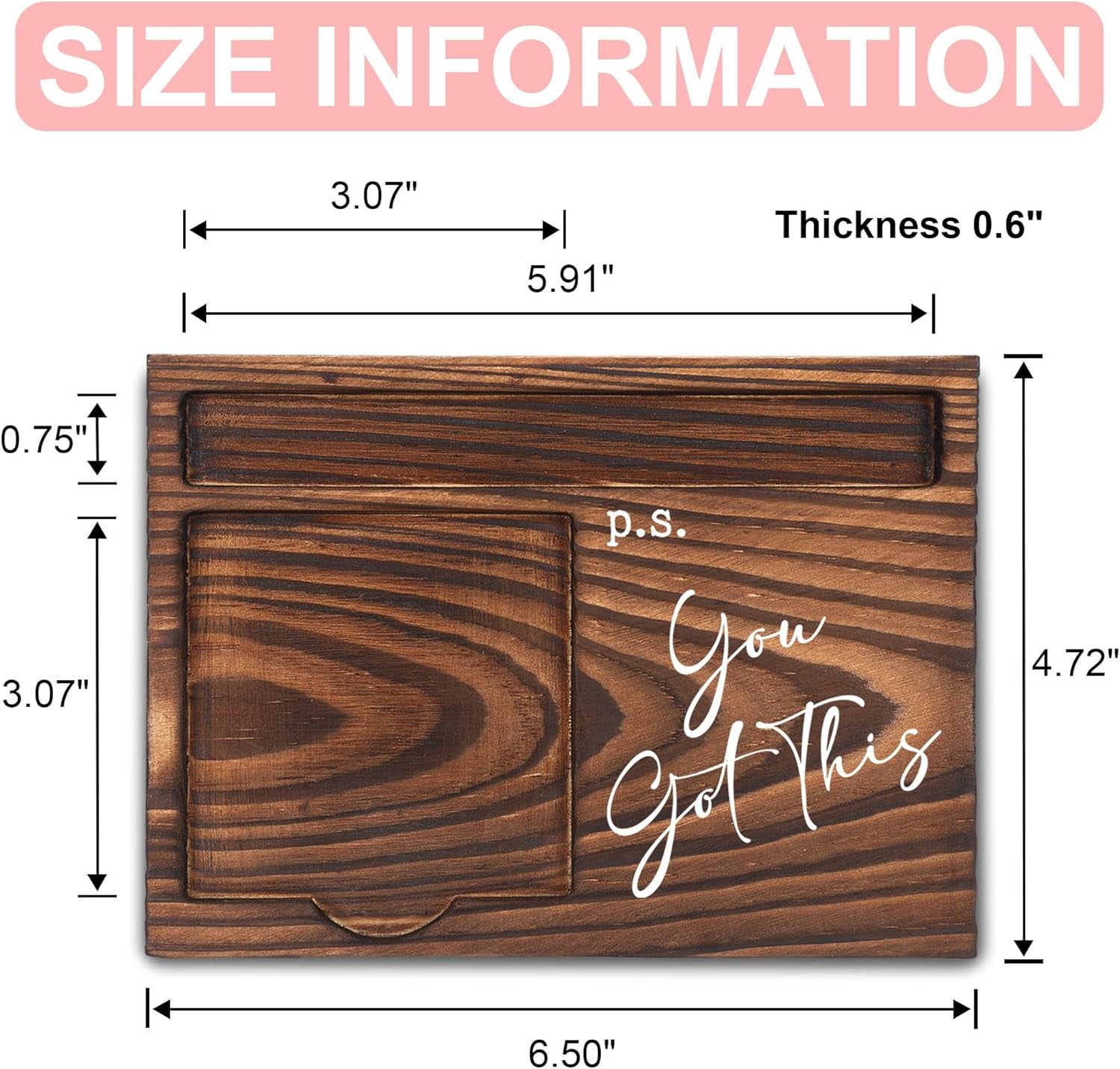 Positive Affirmation Gifts, Job Promotion Gifts, Farewell Gifts, Motivational Gifts, Sticky Note Holder, Post-It Note Dispenser for Desk, Wooden Post-It Note & Pen Holder 6.5" X 4.7" - FTA120