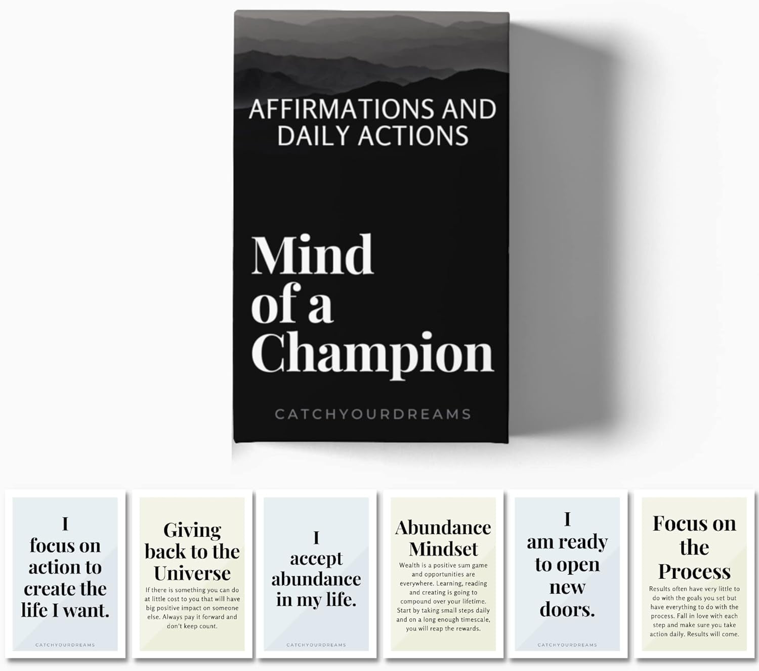 Mind of a Champion - Motivational Cards for Men Affirmations and Action Steps to Turn Dreams into Reality - for Productivity, Personal Development, Self Care, Mindfulness, Affirmation Cards for Men