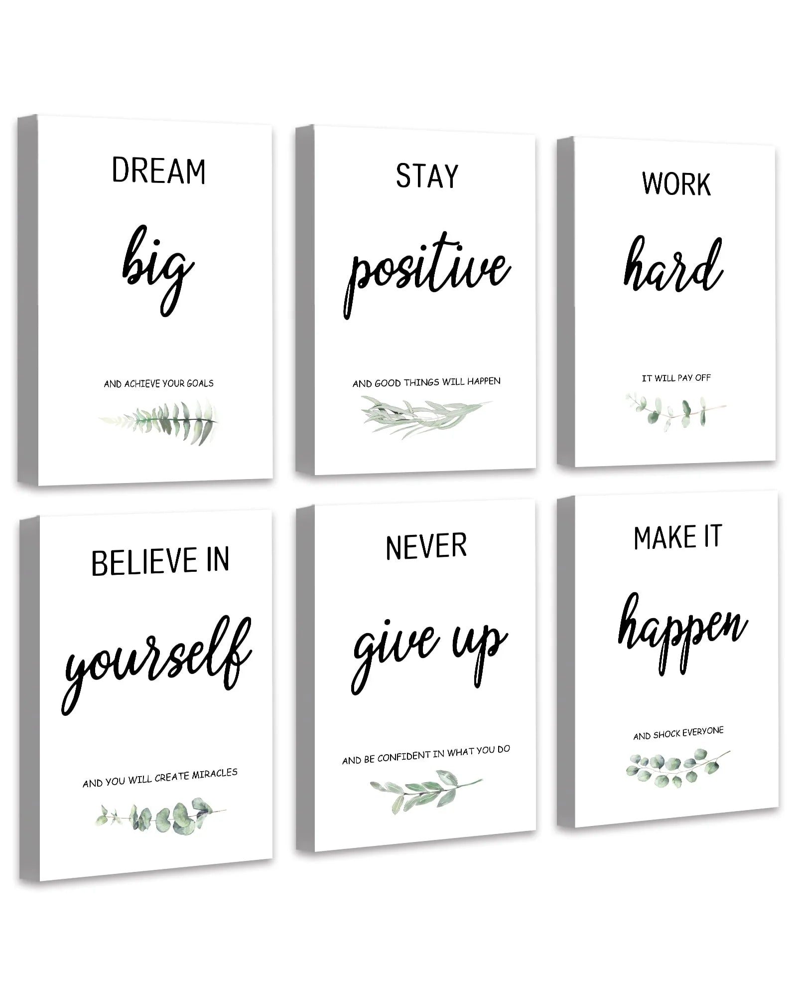 Inspirational Office Wall Art Motivational Quotes Encouraging Sayings Framed Posters 8X10In