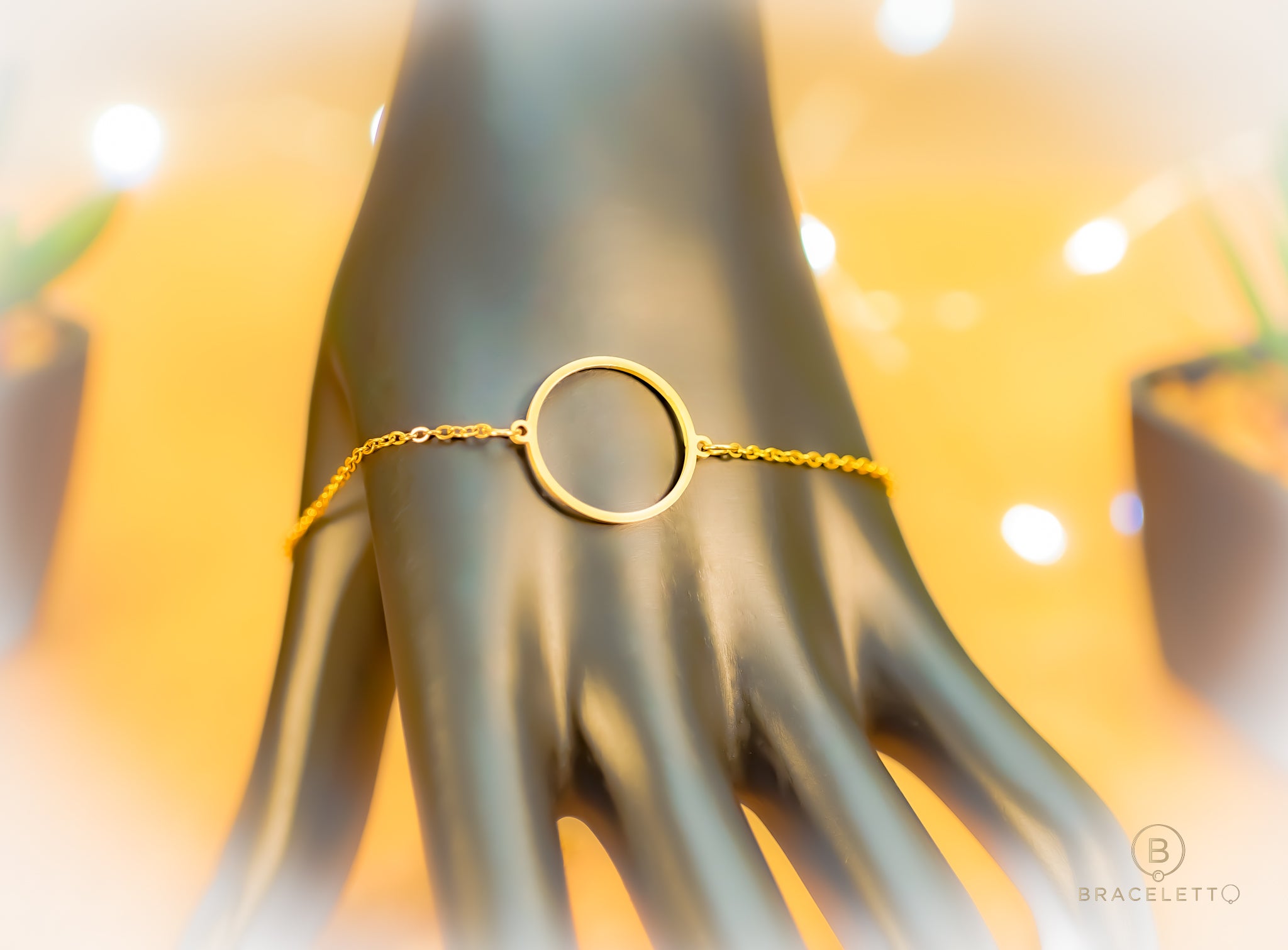 Gold Dainty Chain Ring Bracelet