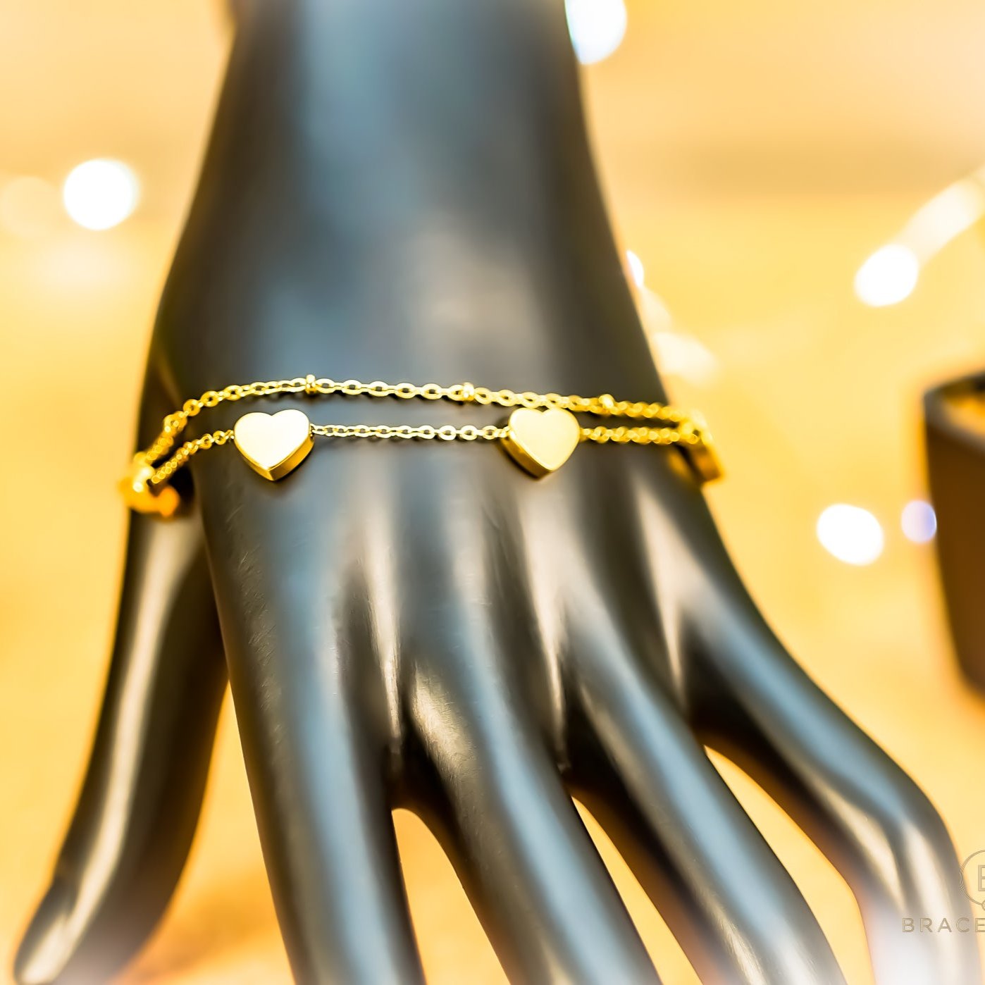 Dainty Gold Chain with Hearts Bracelet