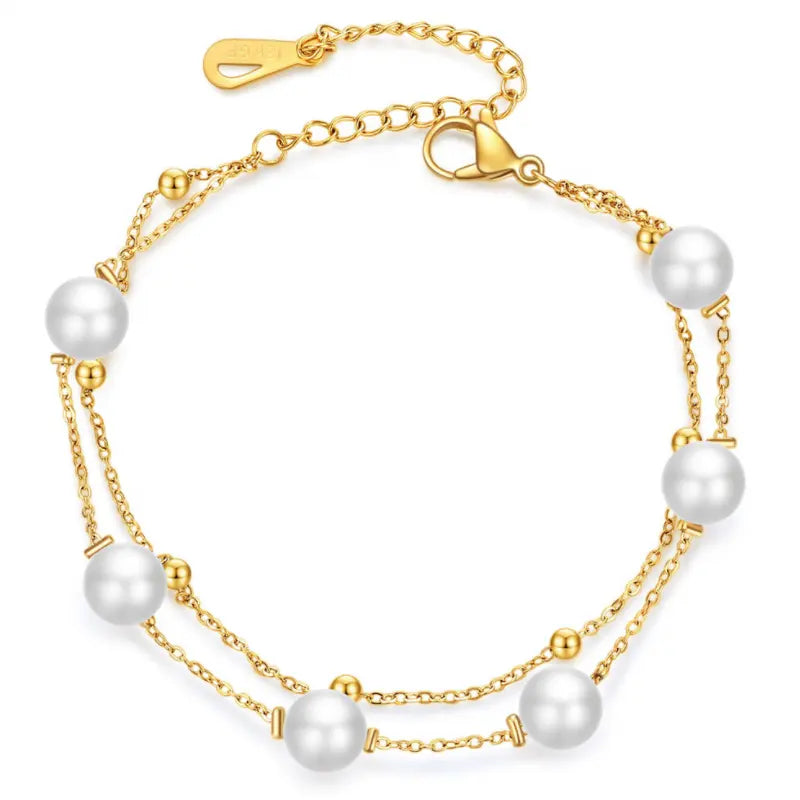 dainty chain pearl bracelet