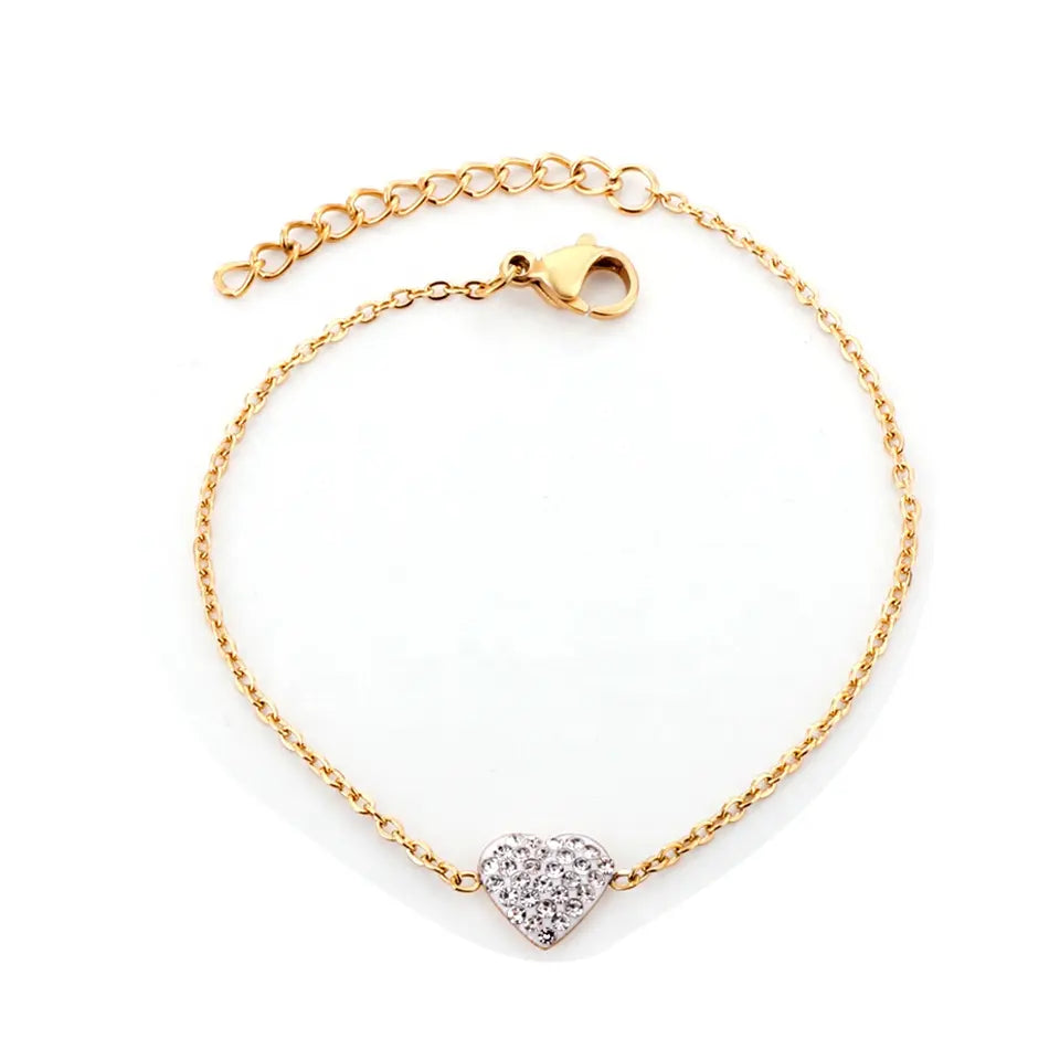 zircon heart dainty chain bracelet