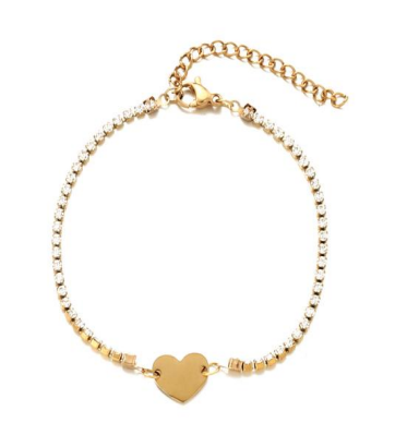 18k gold tennis heart bracelet